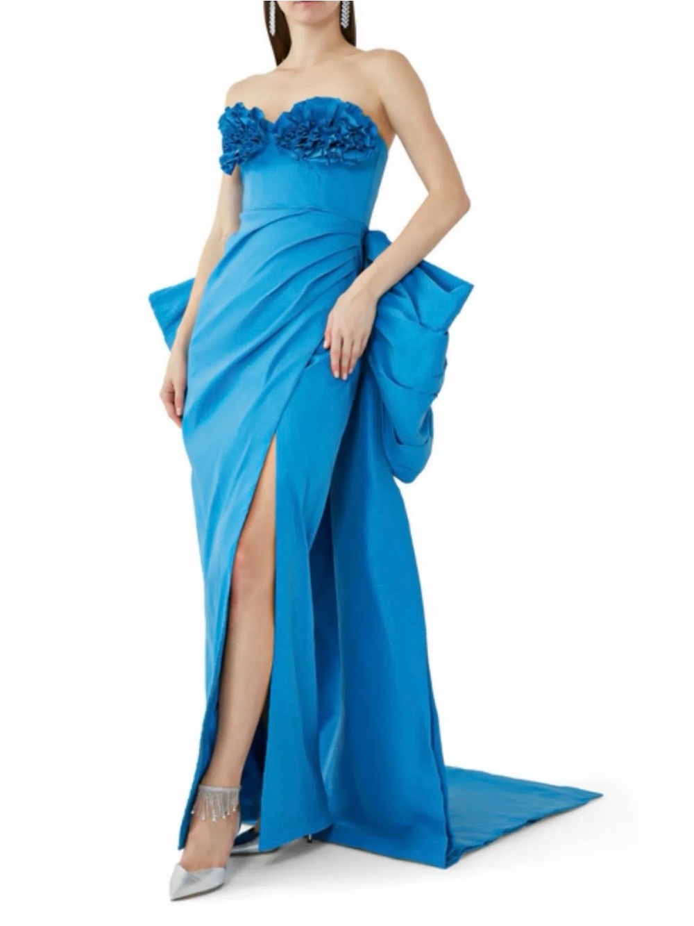 Rachel Gilbert Romy Gown Blue w/ Detachable Bow & Train 4 Evening Dress